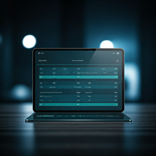 Technology roadmap visualisation on a modern tablet in a professional office setting